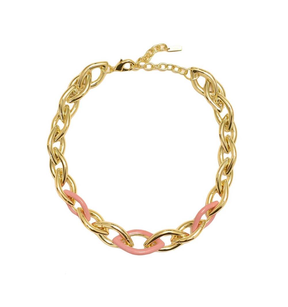 NEW ADRIANA PAPPAS women's enamel links necklace in blush